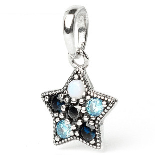 Berloque Charm Pingente Estrela Azul em Prata 925